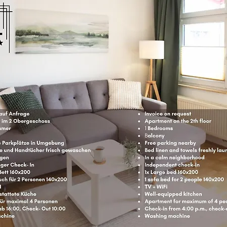 2 Zimmer, Bett Und Schlafsofa, Balkon, Waschmaschine L Apartment Leipzig